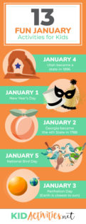 A collection of January themes and activity ideas for kids and the classroom. These fun ideas for the month of January will keep the kids learning and having fun all month. 