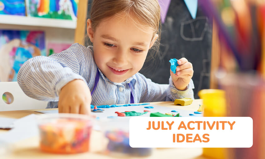 A July activity calendar. Great for planning out July lesson plans.