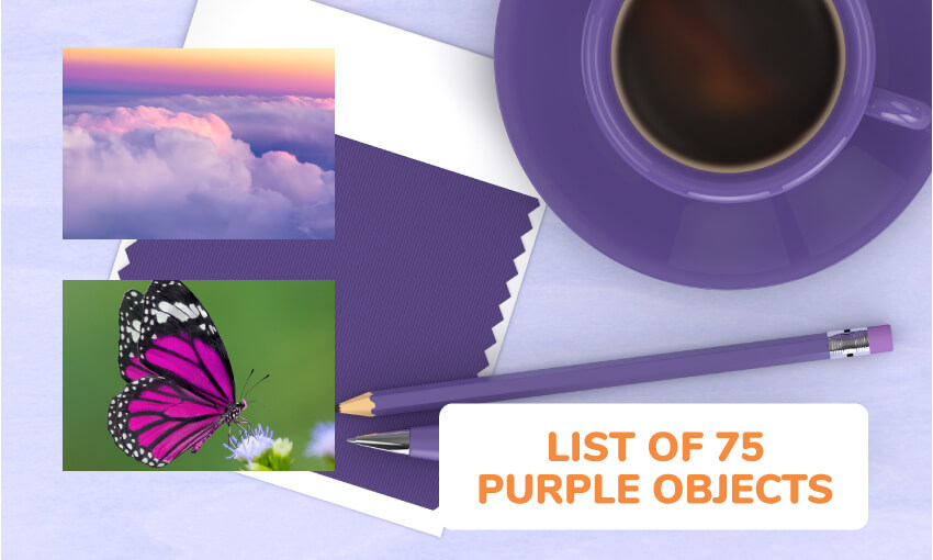 A list of 75 purple objects. 