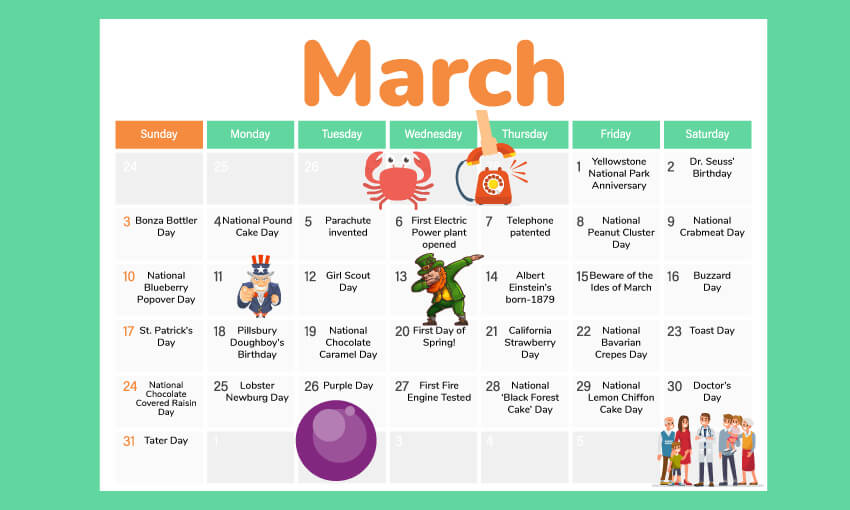 Fun March Calendar Allis Tierney