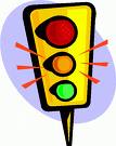 An animated picture of a traffic light. 