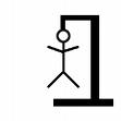 A line drawing of the game hangman. White background with blank lines. 