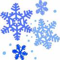 An animated picture of blue snowflakes. 