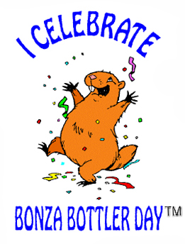 An animated picture of a woodchuck with text reading I celebrate bonza bottler day. 