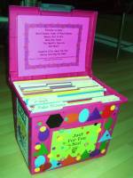 A picture of an art organization box used help keep the classroom clean. 