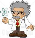 An animated picture of Einstein with an atom floating above his hand. 