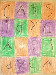 Letter quilt word art with the name Cassidy. 