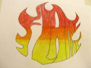 Ambiguous image word art. This one says flame and it looks like flames.  Do you see the word or the flame first? 
