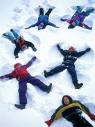 making snow angels with kids. 
