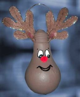 Reindeer Light Bulb Ornament