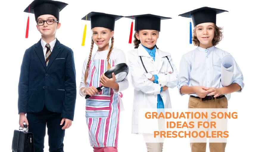 A collection of graduation song ideas for preschoolers. 