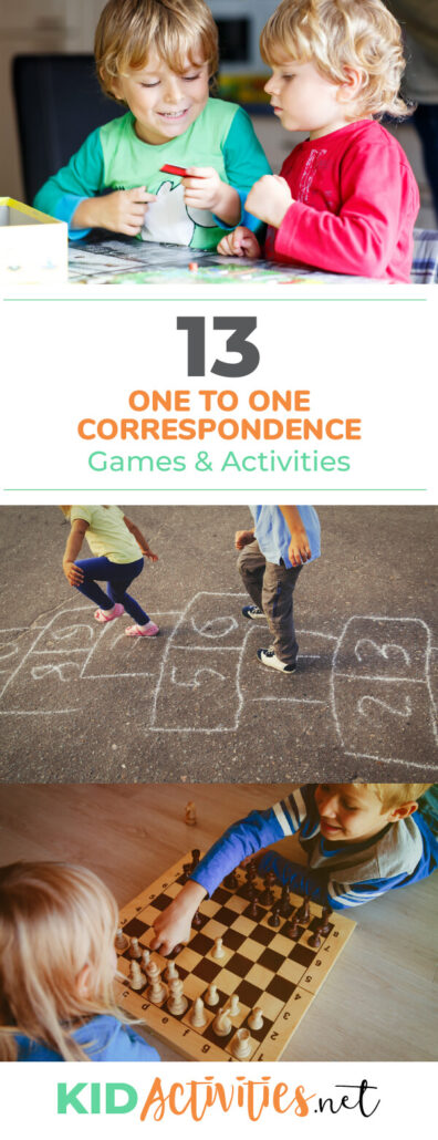 A collection of one to one correspondence games and activities for kids. Great ideas for teaching kids numbers and learning how to count.