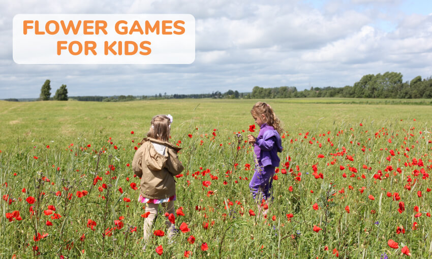 A collection of flower themed game ideas for kids. 