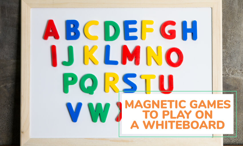 A collection of magnetic games to play on a whiteboard. 