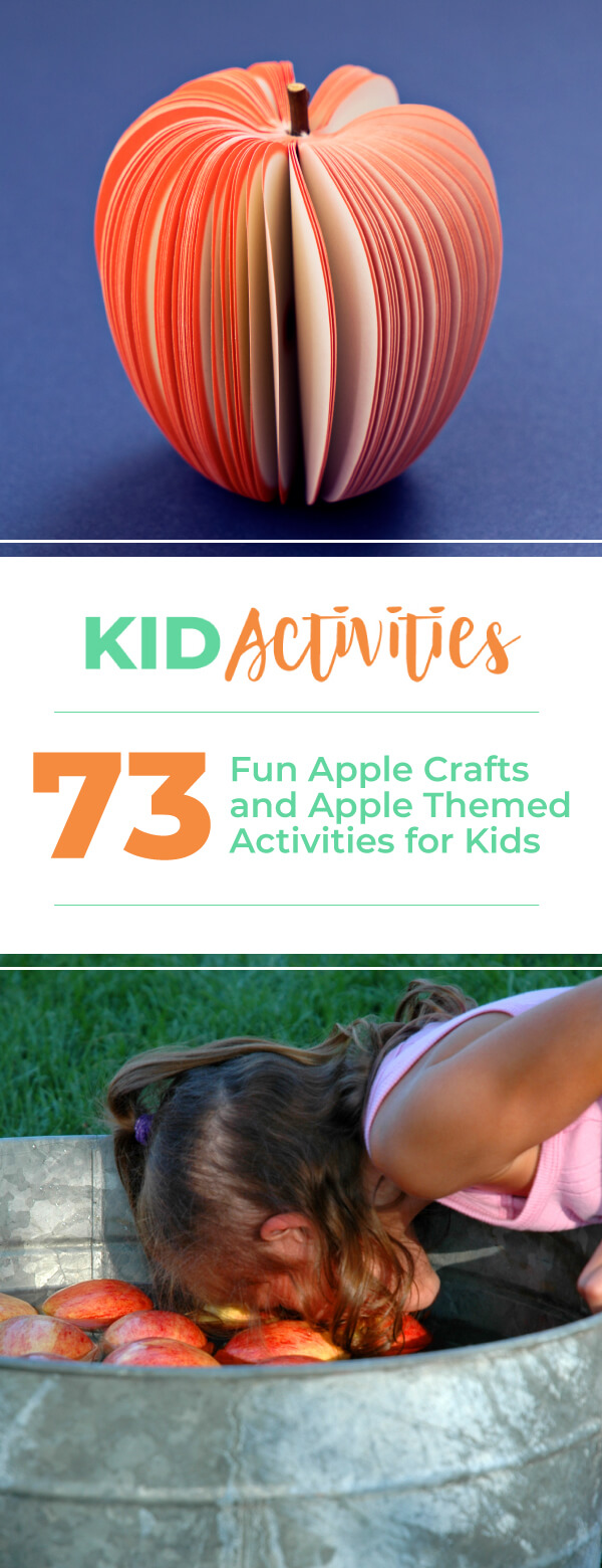 73 fun apple crafts and apple themed activities for kids including apple bulletin board ideas, apple themed art, apple recipes, apple riddles, popular apple varieties, and apple songs for preschool,