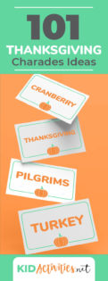 A collection of Thanksgiving charades ideas for the holiday season. Charades is a great game for the classroom, family night, or a Thanksgiving party. Lots of fun and laughter are sure to take place. 