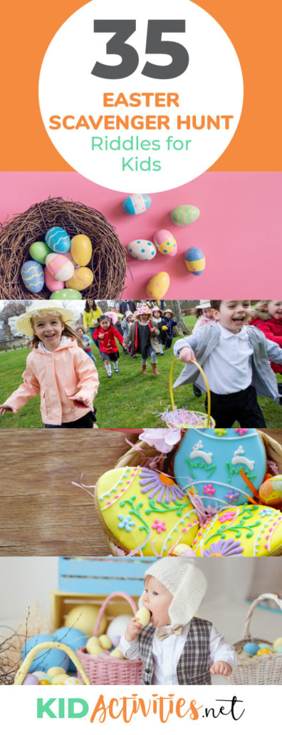 A collection of Easter scavenger hunt riddles for kids. Great Easter egg hunt ideas for school, home, or other events.
