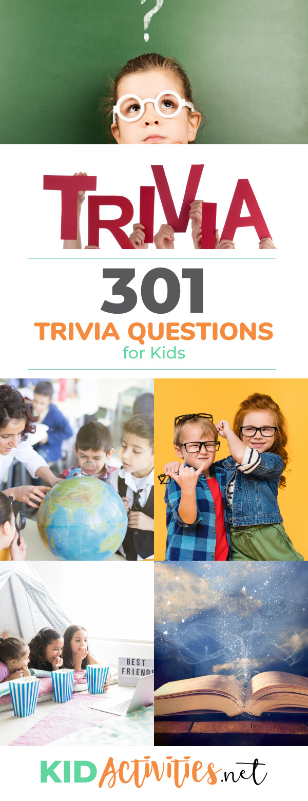 A collection of fun trivia questions for kids including: geography trivia, bible trivia, Christmas trivia, celebrity trivia, and much more. 