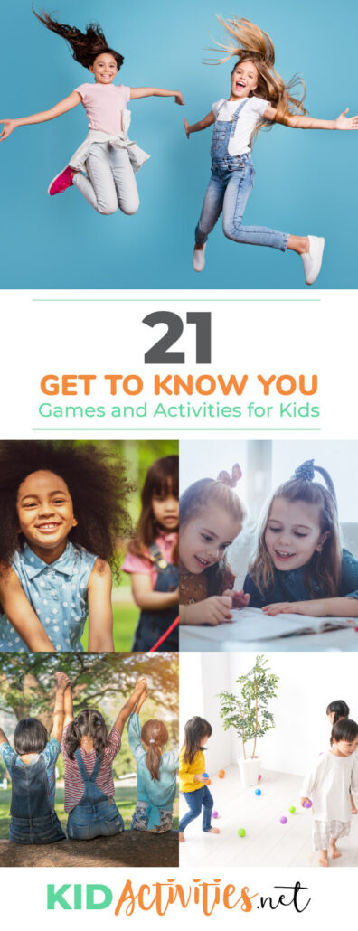 A collection of get to know you games and activities for kids. These activities are great for the first day of school or other events that brings kids together for the first time.