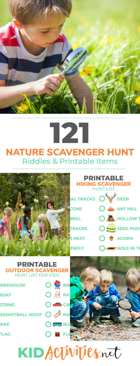 Printable Outdoor Scavenger Hunt for Kids. 121 Nature Items List