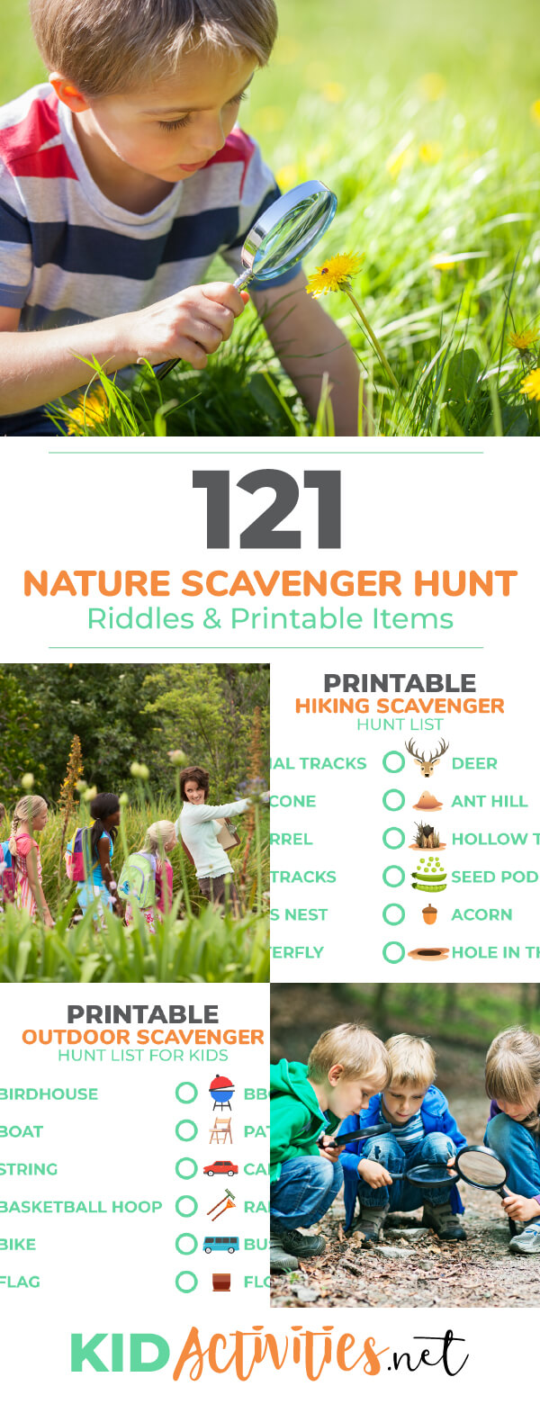 A collection of printable nature scavenger hunt lists for kids. Great for outdoor field trips, hiking, or taking the kids camping. Keep the kids engaged outdoors while they try to find the items on these lists.