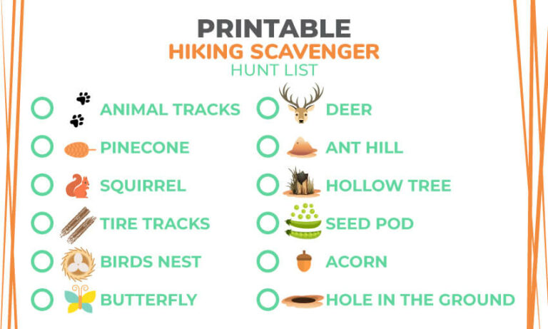 Printable Outdoor Scavenger Hunt for Kids. 121 Nature Items List