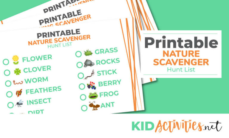 Printable Outdoor Scavenger Hunt for Kids. 121 Nature Items List