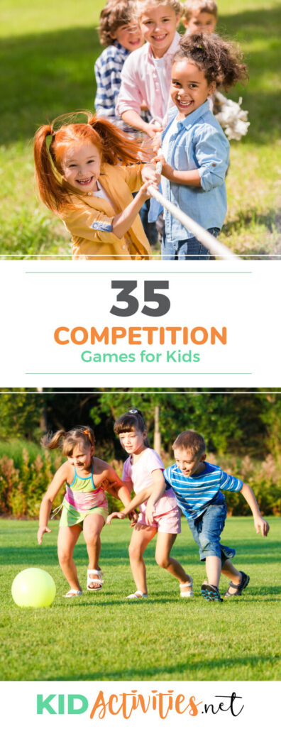 A collection of competition games for kids. These fun indoor and outdoor competition games for kids. 