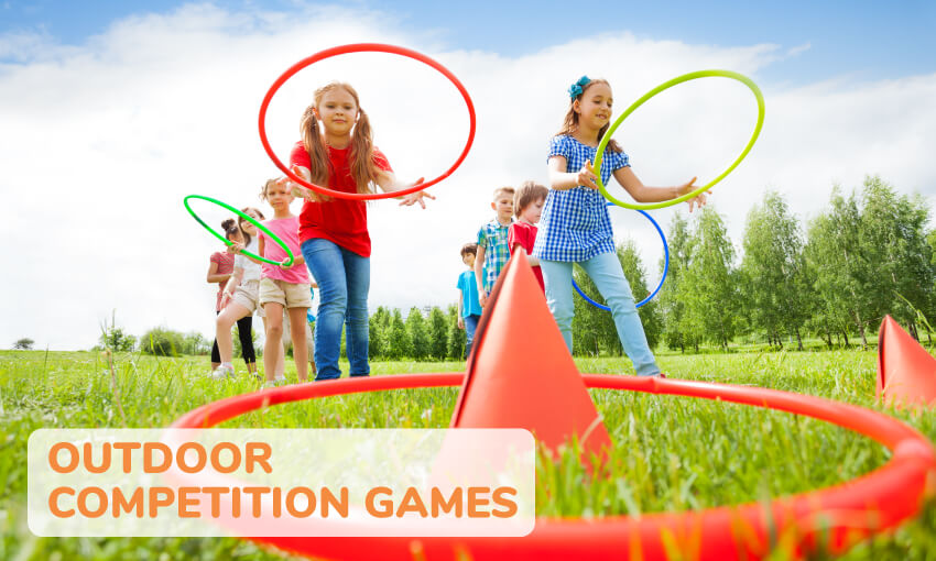 A collection of fun outdoor competition games for kids. 