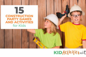 A collection of construction party games and activities for kids.