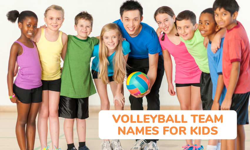 A collection of volleyball team names for kids. 