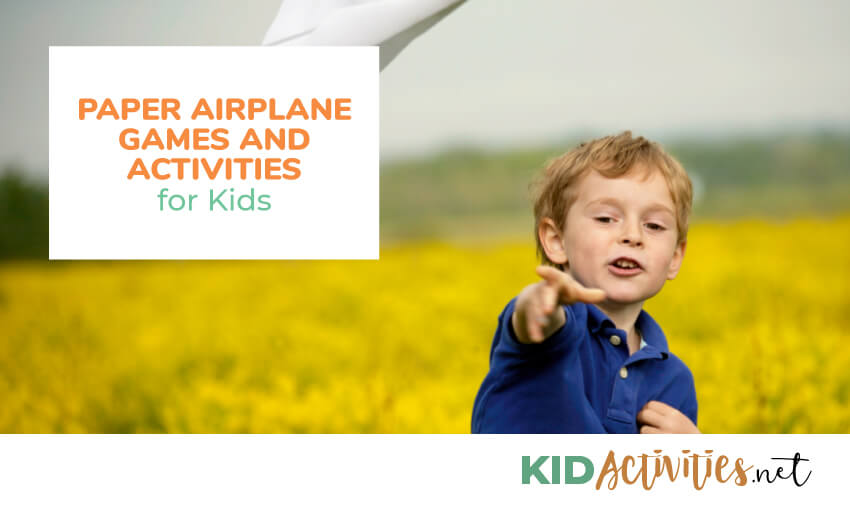 A collection of paper airplane games and activities for kids.