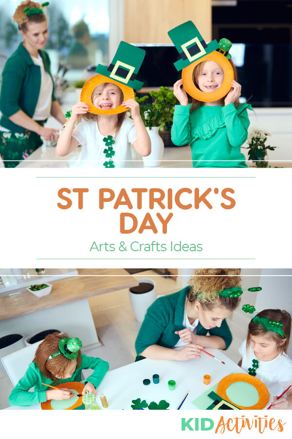 St. Patrick's Day arts and crafts ideas for preschool and elementary age kids. 