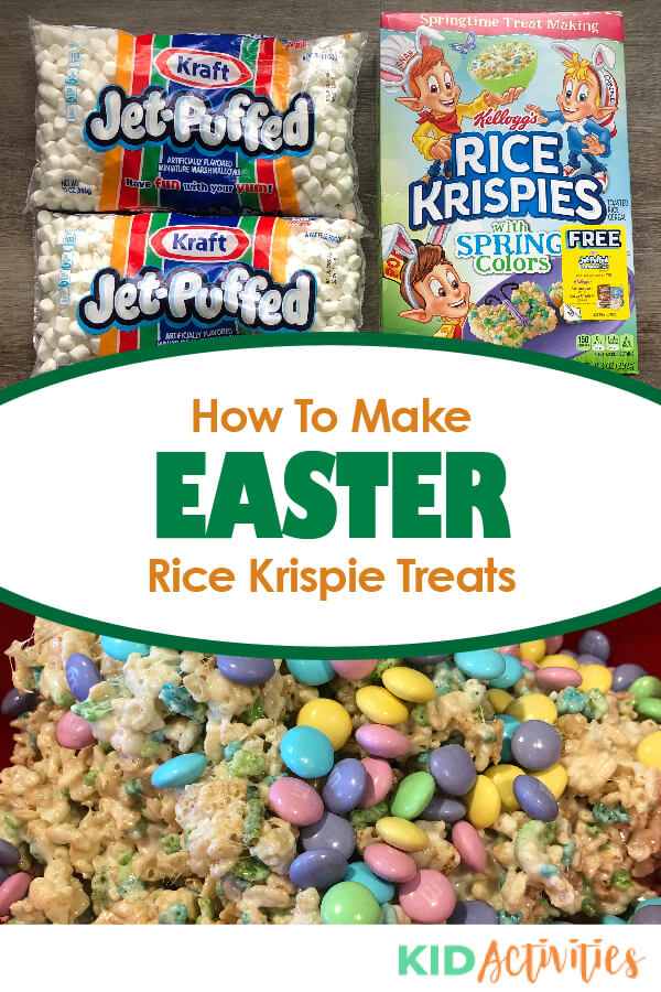 Learn how to make Easter themed Rice Krispie treats. A fun Easter snack and activity. 