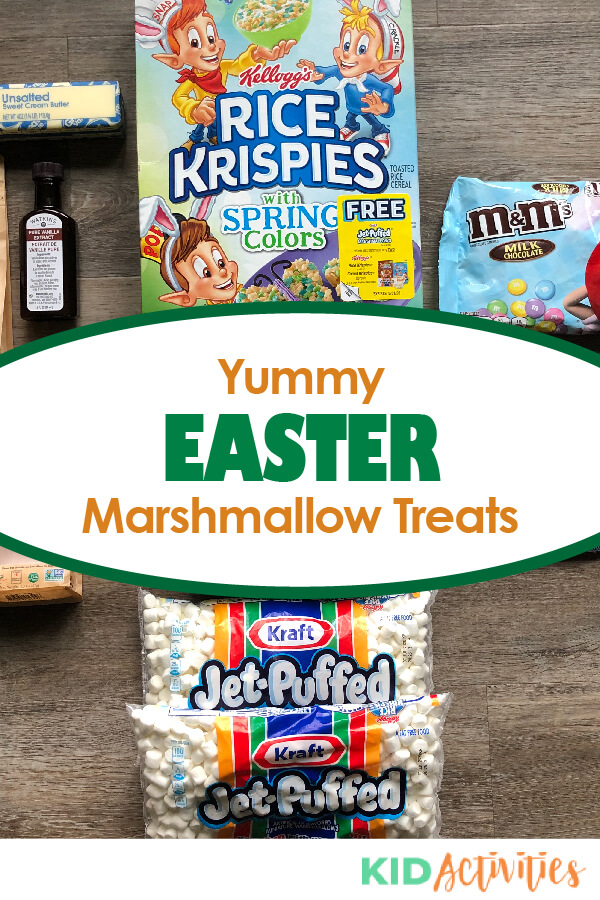 Instructions on how to make Easter marshmallow treats. 