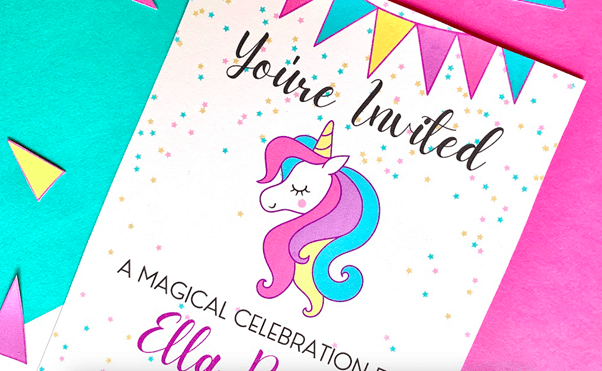 personalized unicorn birthday party invitations