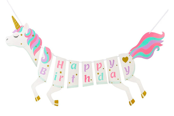 colorful unicorn bunting