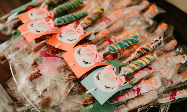 Rainbow-colored lollipops