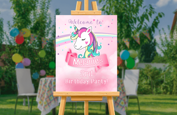 customized unicorn-themed welcome board