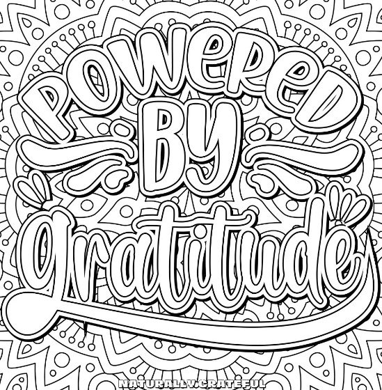 Powered by Gratitude Coloring Page