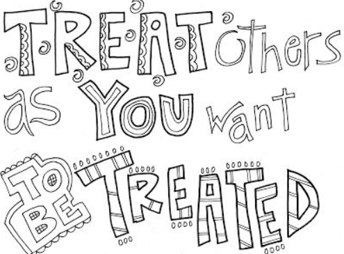 Treat others as you want to be treated Coloring page