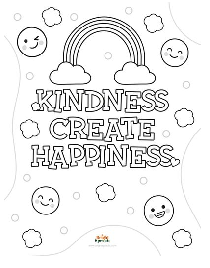 Kindness Create Happiness Coloring Page