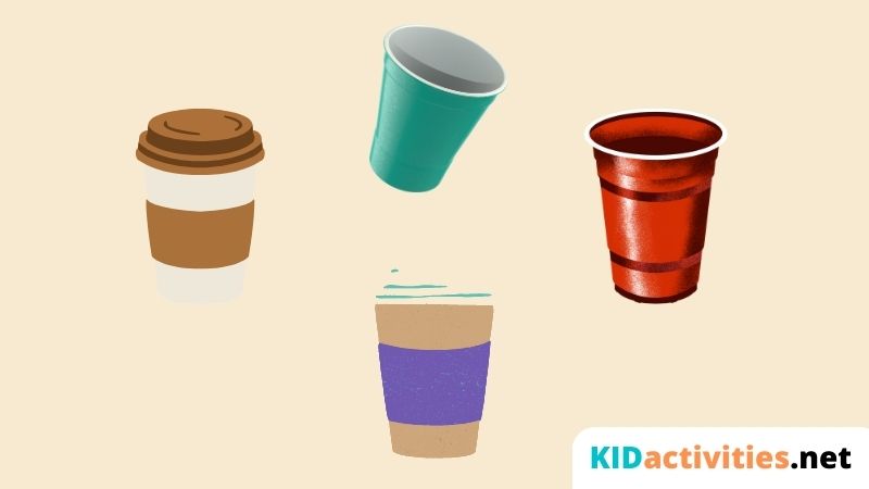 Different plastic cups